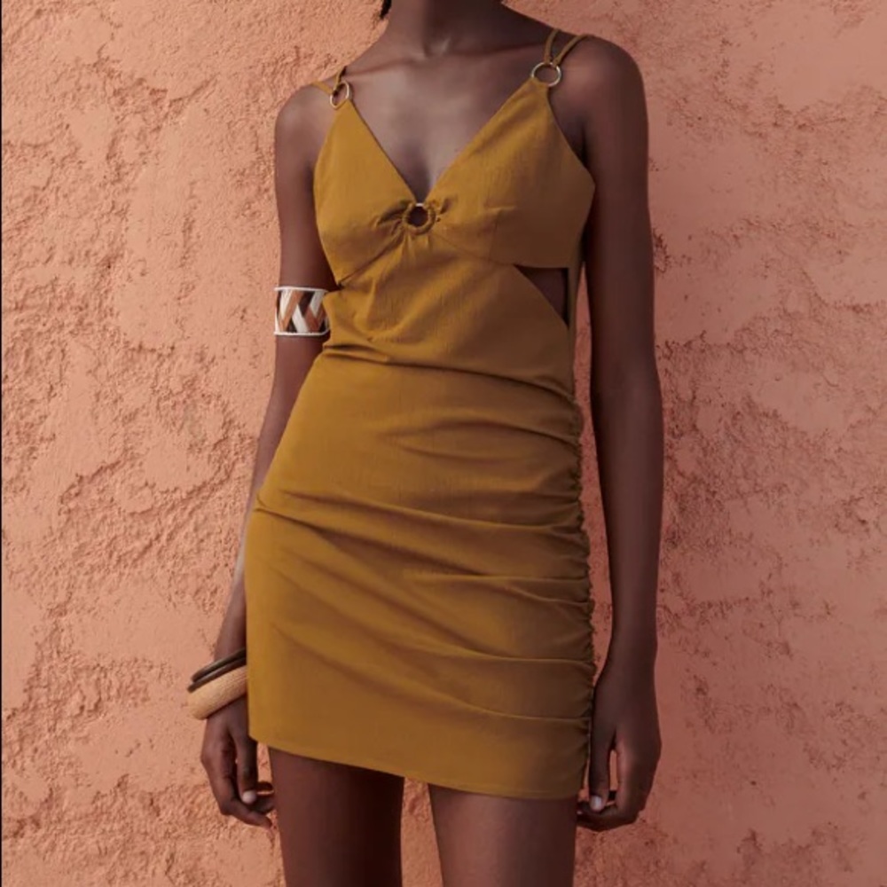Zara Toffee Cut Out Mini Dress
